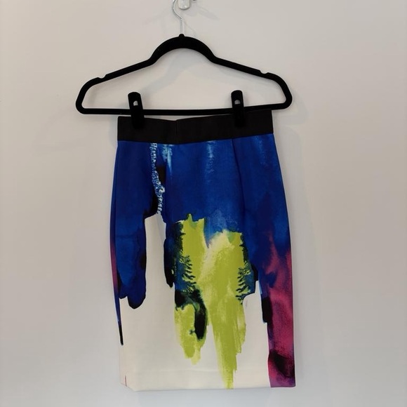 Milly Dresses & Skirts - Milly Abstract Watercolor Pencil Skirt - Blue, Green & Pink